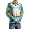 thumbnail image 5 of Cute Cat with Flowers 3D Print Hoodie Men Women Autumn Thin Pullover Sweatshirt Vintage Streetwear Tops, 5 of 6