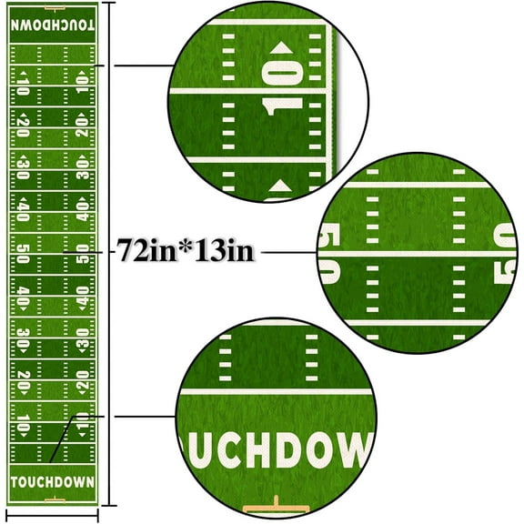 American Football Court Table Runner Touch Down Football Birthday Party Decoration Boy Sport Farmhouse Home Dining Room Kitchen Table Decor (13.8" x 71")