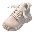 thumbnail image 4 of Toddler Winter Boots Boys Girls Lace up NonSlip Lug Sole Ankle Booties Waterproof Leather Little Kid Short Boots, 4 of 4
