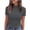 Gray, variant on Women's High Neck Tees Ribbed Short Sleeve T-Shirt with Scallop Trim Stretchy Summer Top Red S