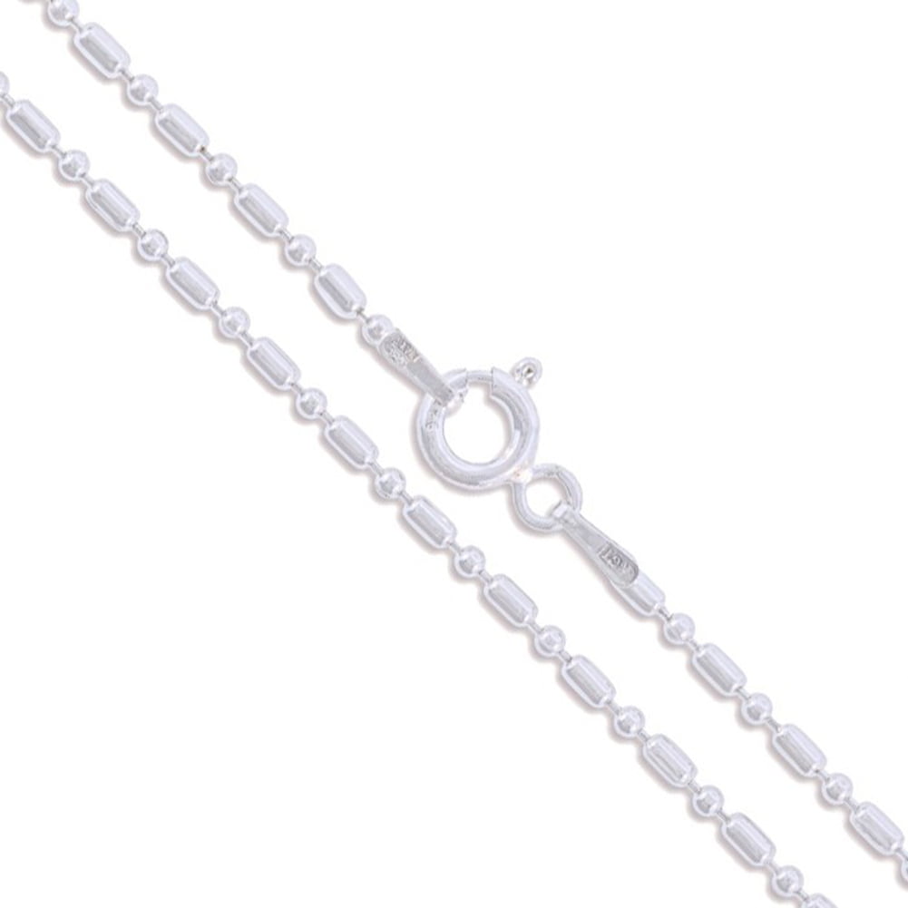 Sterling Silver Italian Ball Bead Chain 2.5mm 925 Italy New Dog Tag Necklace 