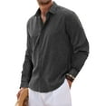 thumbnail image 2 of Thrilos Mens Dress Shirts Long Sleeve Tops Button Up Work Shirts Casual Linen Shirt for Men, 2 of 7