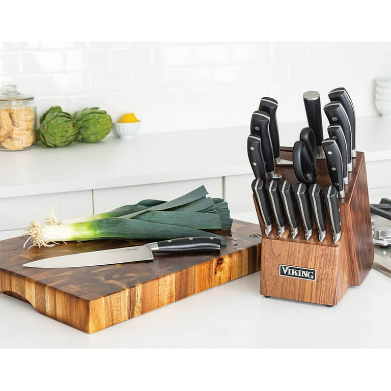 Aiheal Knife Set, 17 Piece Stainless Steel Hollow Handle Cutlery Block Set  with Acrylic Knife Holder 