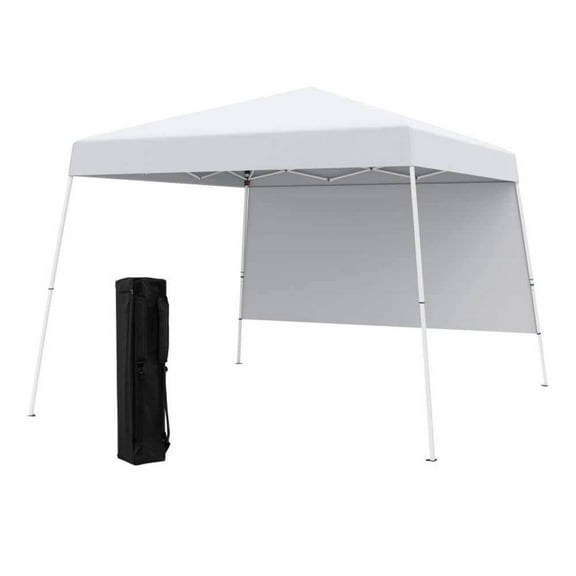 Spaco 8 X 8 Feet Pop up Canopy Tent, Canopy with 1 Sidewall and Portable Backpack for Patio, Garden, Backyard, White