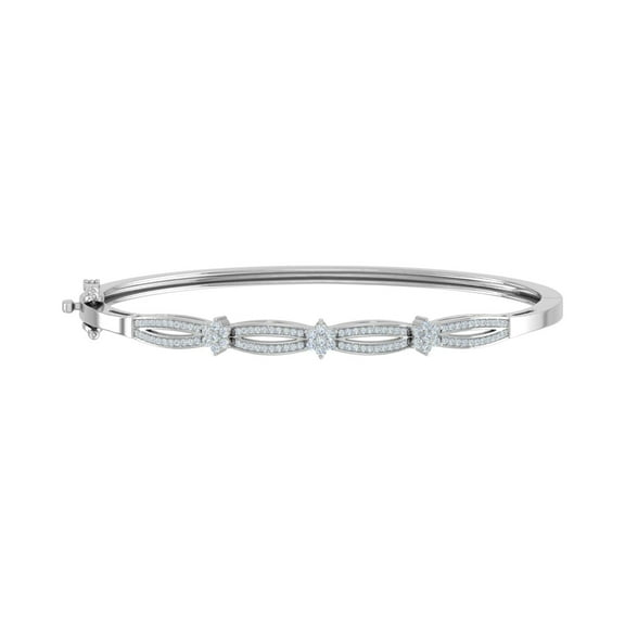 1/2 Carat Twisted Diamond Bangle Bracelet in 14K White Gold (I1-I2 Clarity)
