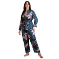 thumbnail image 4 of EFINNY Women's Plus Size Printed Robe Pajamas Set Cardigans Lace-up Nightgowns Casual Loose Home Wear Suit, 4 of 6