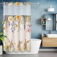 thumbnail image 6 of Spring Easter No Hooks Shower Curtain with Snap-in Liner Bunny Cute Rabbits Wildflower Retro Garden Shower Curtains for Bathroom, Waterproof, Easy Install, Washable 54"x78", 6 of 9
