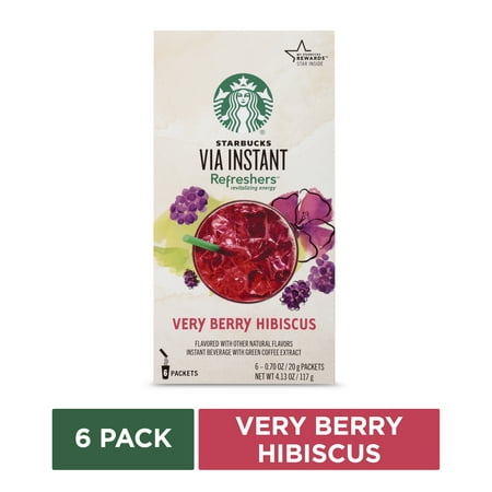 Starbucks Via Instant Very Berry Hibiscus Refreshers Drink Mix (6 Boxes of 6 (Best Low Carb Drink At Starbucks)