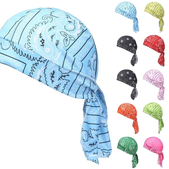 Pirate Head Scarf Bandana Cap Printed Head Wrap Adjustable Tie Back Skull Cap Cycling Headwear Breathable Stretch Head Cover for Riding Streetwear Travel and Daily Wear