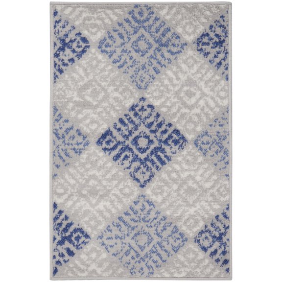 Nourison Whimsicle Contemporary Modern Grey Blue 2' x 3' Area Rug, (2' x 3')