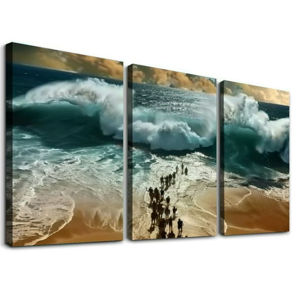 Ullo0ord Christian Wall Art Jesus God Canvas Art The Exodus Painting For Livingroom Decor Office Bedroom Decoration 12x16x3pcs