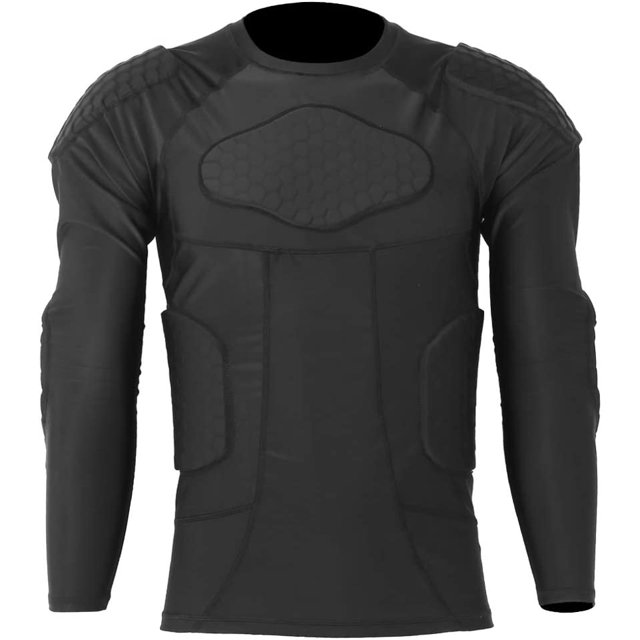 HELIAHOO Mens Sport Protective Jacket, Long Sleeve Padded Compression Shirt Thicken Anti-Collision Chest Sport Shirt Shoulder Chest Rib Protector T-Shirt CJ912-76955