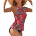 thumbnail image 7 of Tiqkatyck Bikini Sets for Women Clearance, Two Piece High Neck Tankini Swimsuits for Women Bathing Suits Floral Print Swimwear Bathing Suit for Women, Swim Suits for Women 2024 Wine XL, 7 of 7