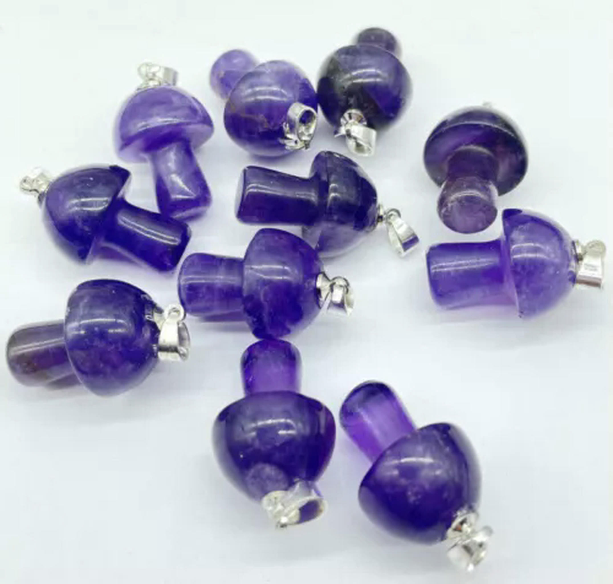 HOOUN 50pcs Natural Stone Crystal Quartz Mushroom Pendants Prism Magic Wand Energy-African Blood Stone