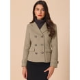 thumbnail image 2 of INSPIRE CHIC Women's Winter Worsted Notched Lapel Double Breasted Short Peacoat Light Brown XS, 2 of 6