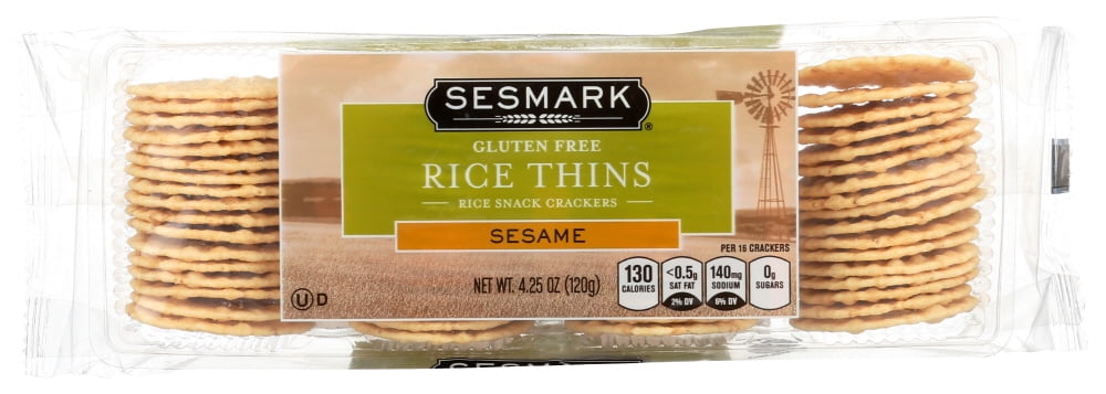 Sesmark Foods Rice Thins Sesame, 4.25 Oz
