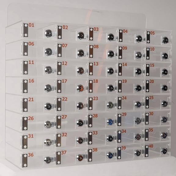 Wall-Mounted Cell Phone Lock Box Organizer, 40 Secure Slots, Transparent Compartments, Standalone Option, Cell Phone Locker, Classroom, School