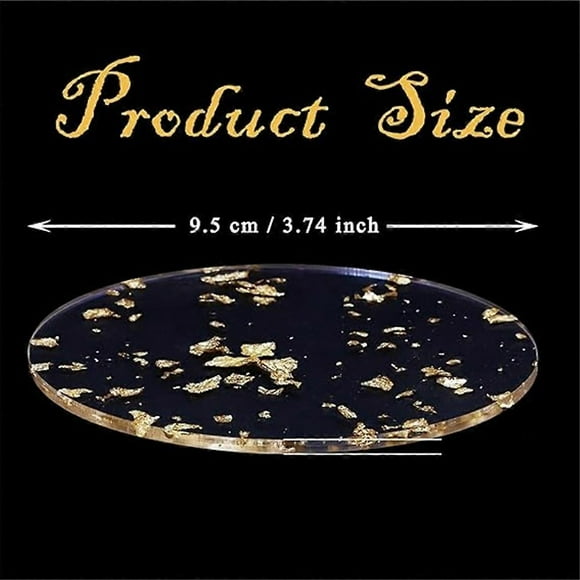 Juego de 6 posavasos acrílicos con lámina dorada para bebidas, estilo nórdico, ideales para té, café o como almohadilla aislante para tazones, 9,5 cm.