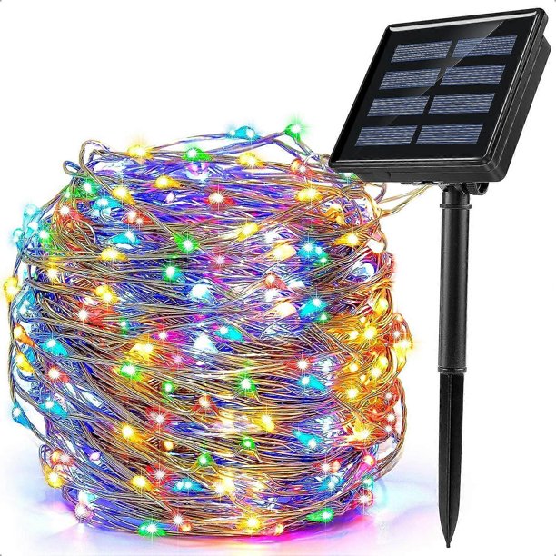 SZTXJ Outdoor Colorful Solar String Lights, 100 LEDs, 8 Modes, 12m, Waterproof Solar String Lights for Garden, Patio, Fence, Christmas Tree, Wedding P