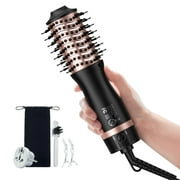 Slopehill All-in-One Oval Hot Air Brush, Travel Hair Dryer Brush with Dual Voltage, Ionic Blow Dryer and Styler, Black