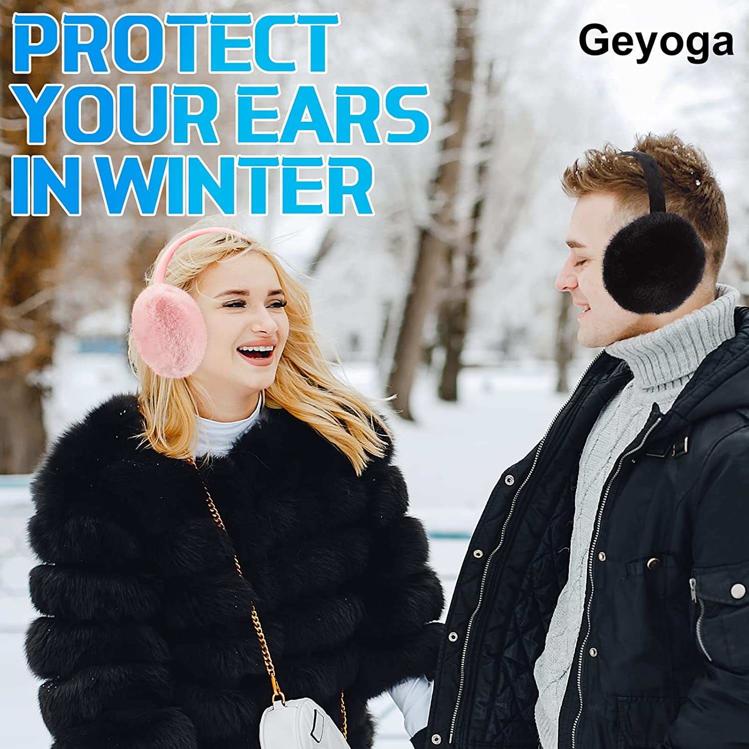 POXIMI Women Winter Earmuffs Girl Ski Adjustable Ear Covers for