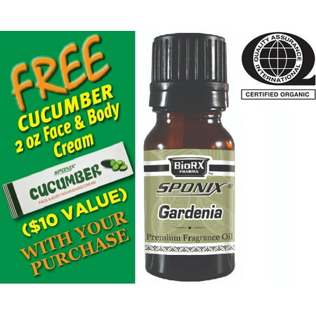 Best Gardenia Fragrance Oil 10 mL - Top Scented Perfume Oil - Premium Grade - with FREE Cucumber Face & Body Nourishing Cream by (Best Essential Oils For Face Cream)