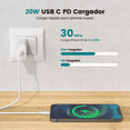 thumbnail image 2 of Cargador 2m carga rápida 20W BLOOSOM para iPhone 8 X 11 12 13 14 Se blanco, 2 of 4