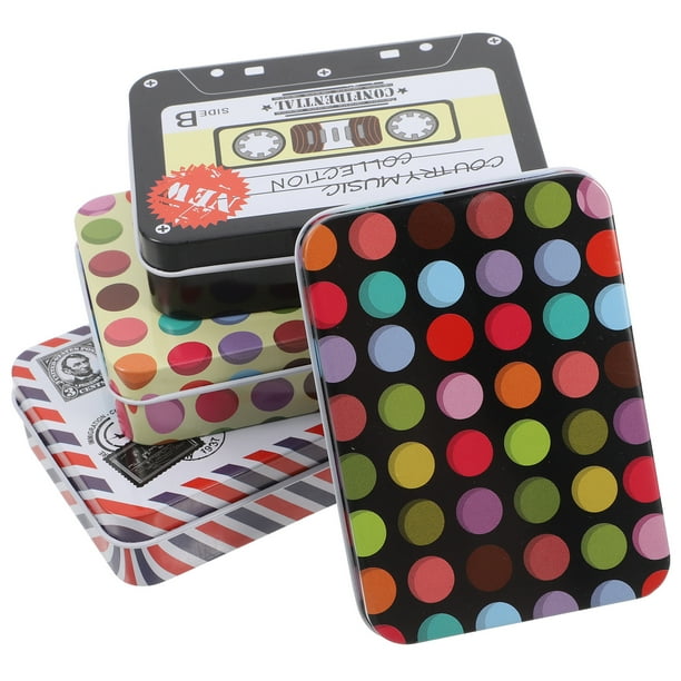 4 mini cajas de lata de hierro para guardar joyas, tarjetas, monedas, bolsas rectangulares, mini cajas portátiles, contenedores vacíos para manualidades, jabón, menta, galletas, etc
