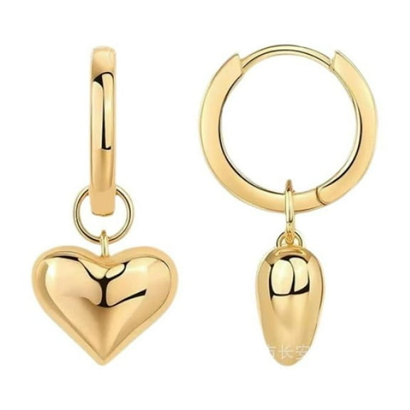 APIPEE 14K Gold Plated Sterling Silver Heart-Shaped Pendant Earrings Love Heart Studs Earrings For Women