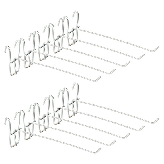Uxcell 10 Grid Wall Hooks, 8 Inch Grid Wall Panel Display Hooks for Grid Wall Accessory Display Rack for Retail Stores, Home Office, Garage Storage, Silver