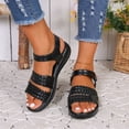 thumbnail image 2 of CAICJ98 Sandals Women Women's Gladiator Sandals Summer Flat Thong Cross Strappy Sandals Trendy Roman Shoes with Zipper,Black, 2 of 5