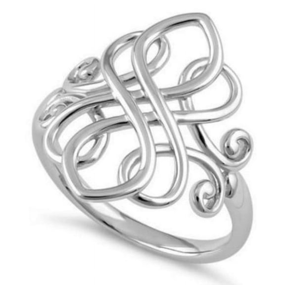 Celtic Knot Ring Solid 925 Sterling Silver Stacking Women Minimalist Band