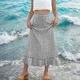 thumbnail image 2 of Aboser Gingham Plaid Skirts for Women Summer Casual Beach Vacation Skirt Cute Ruffle Hem Long Skirts Lightweight High Waist Aline Skirt, 2 of 7