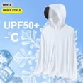 thumbnail image 2 of Mrmaere Men's UPF 50+ Sun Protection Hooded T-Shirt Pullover Long Sleeve Outdoor Hiking Top White XXXL, 2 of 3