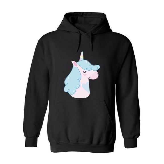 Blue Mane Unicorn Head Hoodie Women -Image by Shutterstock, Female XX-Large