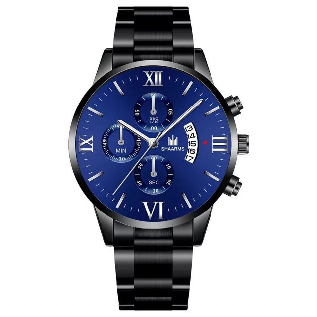 Reloj de cuarzo con correa de acero para hombre, reloj de negocios de tres ojos, falso, de moda, de escala simple