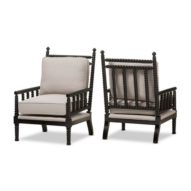 Set Of 2 Baxton Studio Hillary Modern And Contemporary Beige Fabric Upholstered And Black Finish Wood Spindle Back Accent Chairs Walmart Com Walmart Com