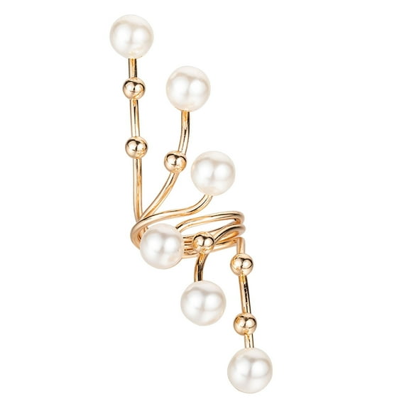 ievspot Women Ring Exaggerted Faux Pearl Rhinestone Opening Electroplated Prom Party Index Finger Ring Irregular Lady Jewelry
