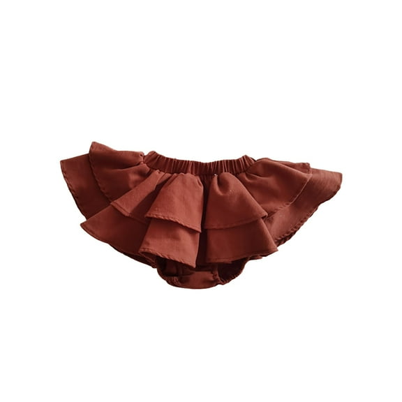 Mercatoo Baby Girls Solid Cotton Cake Skirt Soft Cotton 𝐑uffle 𝐌ini Skirt with Shorts Elastic Waist 𝙳iaper Cover 𝙱loomers