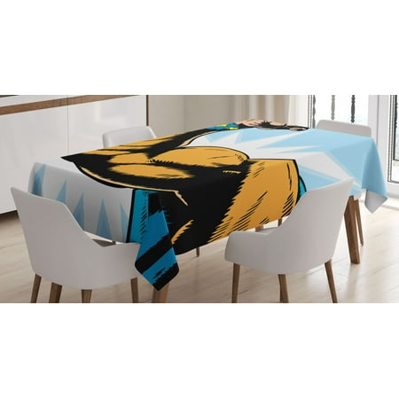 

Comics Decor Tablecloth Superhero Arm Flexing Muscles Powerful Fiction Character Cartoon Graphic Rectangular Table Cover for Dining Room Kitchen 60 X 84 Inches Merigold Blue by Ambesonne