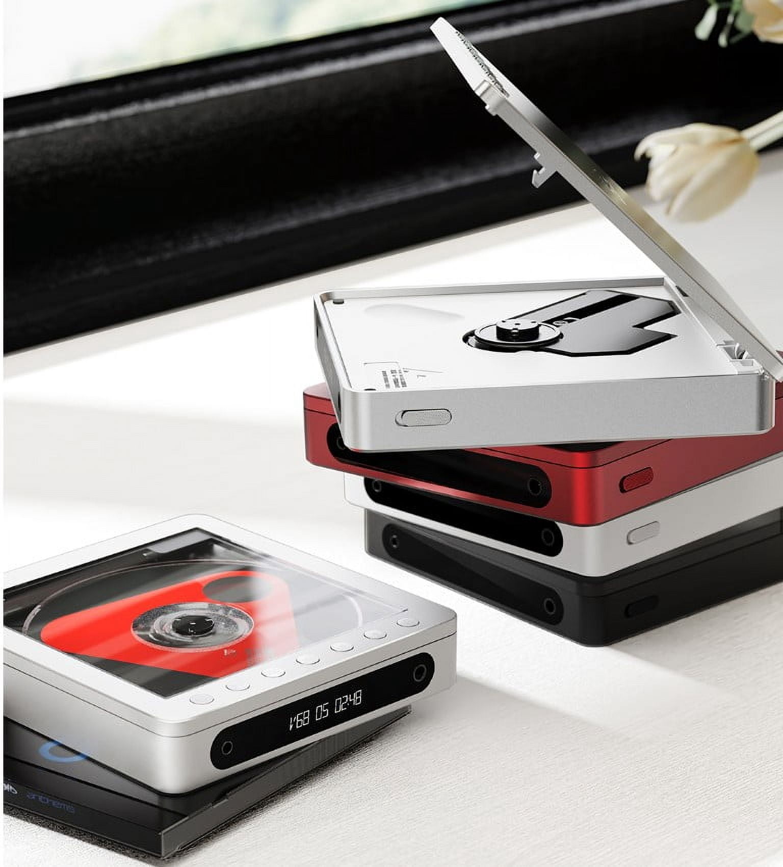 FiiO DM13 Multifunctional Portable Stereo CD Player with Long-Lasting Battery, Supports USB Ripping, Optical/coaxial/3.5mm/4.4mm outputs (Red Bluetooth)