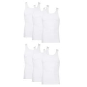 Hanes Men’s Value Pack White Tank Undershirts, 6 pack