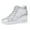 a-Silver, variant on Women Wedge Platform Sneakers Rubber Brogue Leather Increasing Lace Shoes