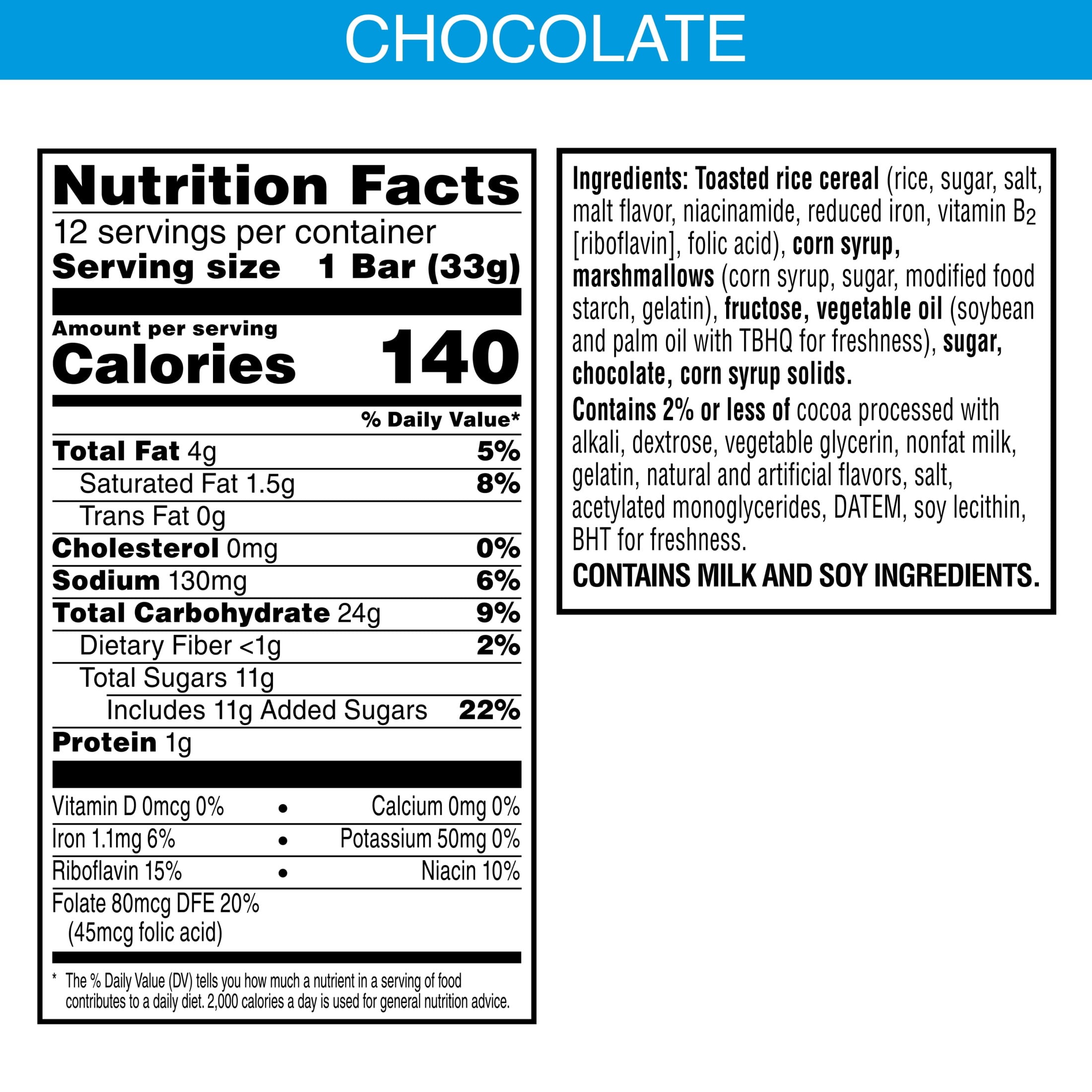 Rice Krispies Treats Homestyle Chocolate Chewy Crispy Marshmallow Squares, Kids Snacks, 13.96 oz, 12 Count