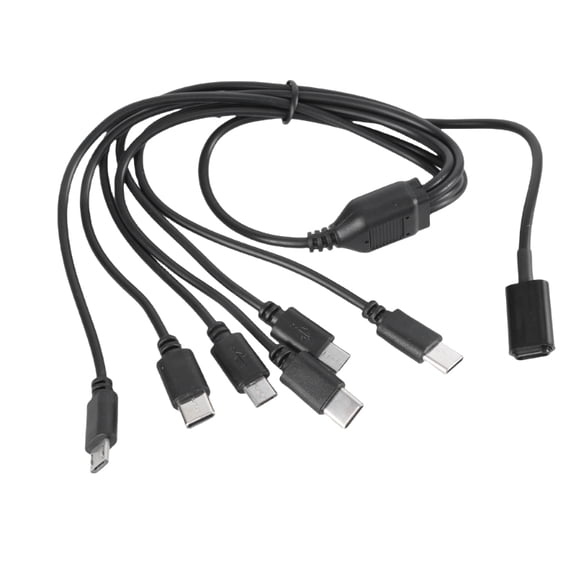 Multi Device Charging Cable Line, USB C Female to 3xMicro USB and 3xType C 6 in 1 Power Cord for Phones/Tablets