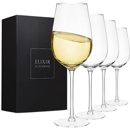 

Elixir Glassware White Wine Glasses Set of 4 - Hand Blown Crystal Wine Glasses - Tall Chardonnay Modern Long Stem Wine Glasses - 18 oz Clear