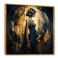 thumbnail image 2 of Designart "Elegance of Woman in Gold and Sapphire III" Fashion Framed Wall Art - Glam Black Woman Living Room Framed Canvas Art, 2 of 6