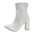 thumbnail image 1 of NECHOLOGY Botas Mujer Adulto Femenino Zapatos Botines de mujer Botas de tacón con lentejuelas, botas de tacón grueso versátiles a la moda, botas finas de estilo británico (White, 7.5), 1 of 7