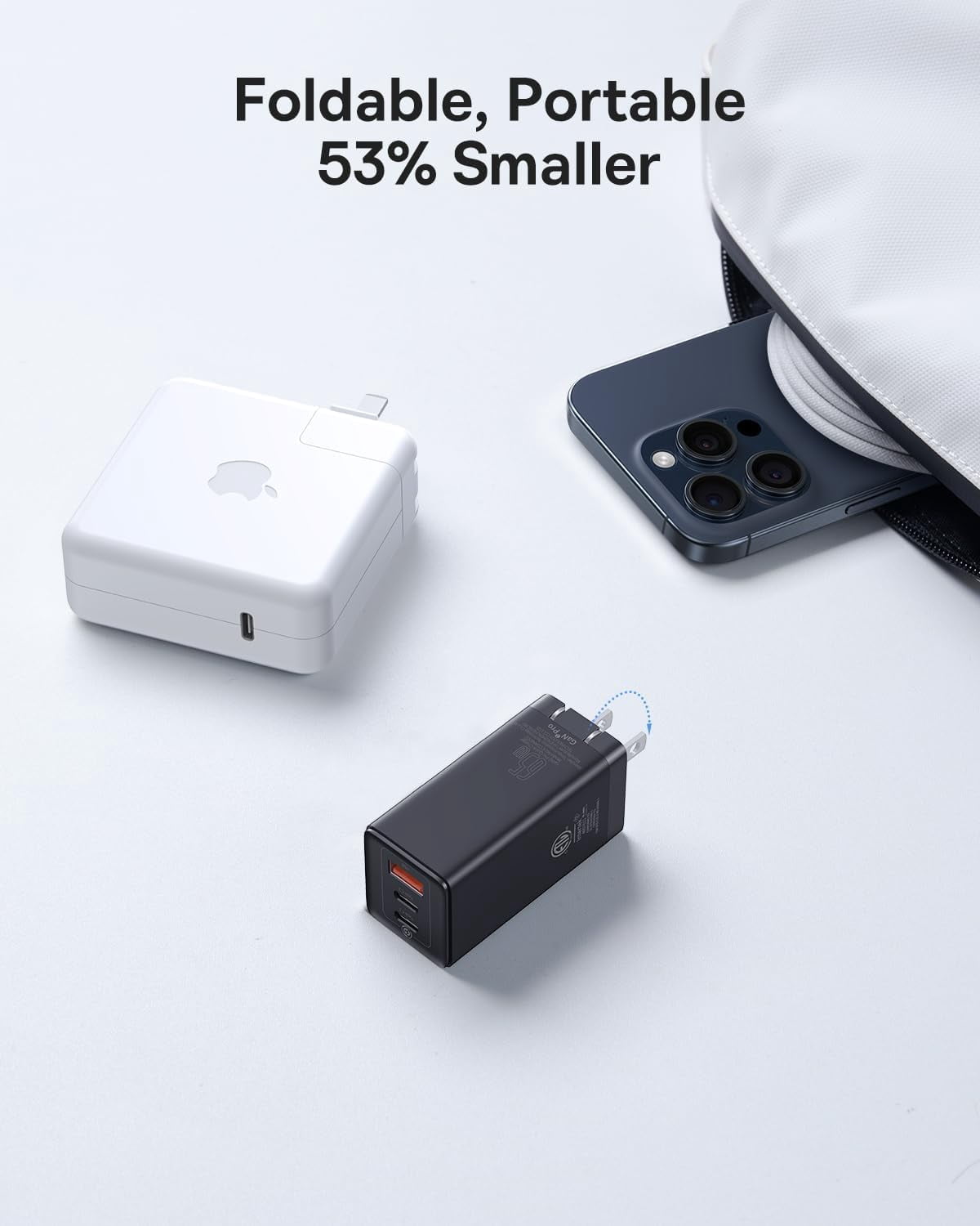 Baseus 65W Power Adapter, USB C Fast Charging Adaptor with USBC Plug, Black