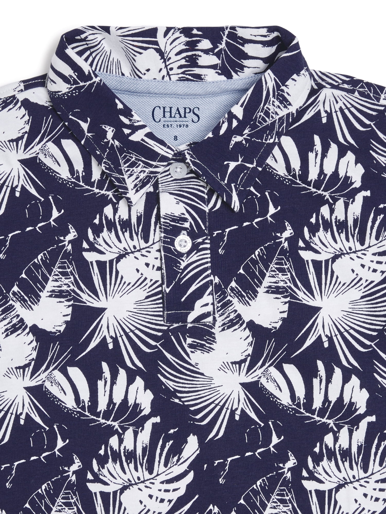 Chaps Boys Allover Print Short Sleeve Cotton Polo Shirt, Sizes 4-18